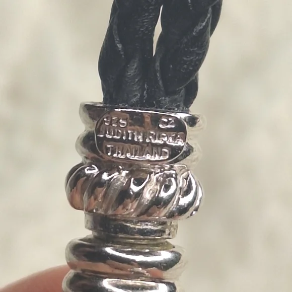 Judith Ripka Sterling Heart Charm Bracelet, Leather Band & Cubic Zirconia - Picture 4 of 12